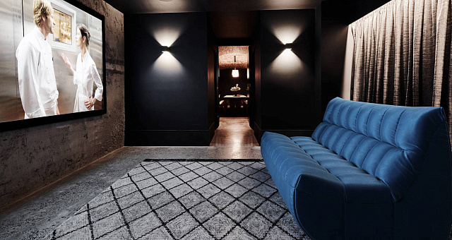 Синий диван в интерьере-8, Диван Итальянец
